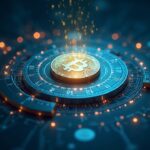 Núcleo blockchain fotorrealista con gas USDT fluyendo hacia el tesoro y STABLE orbitando, simbolizando la descentralización.