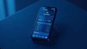 Pantalla de smartphone que muestra Trust Wallet con mercados de predicción integrados, gráficos, resultados tokenizados y el logotipo de Myriad