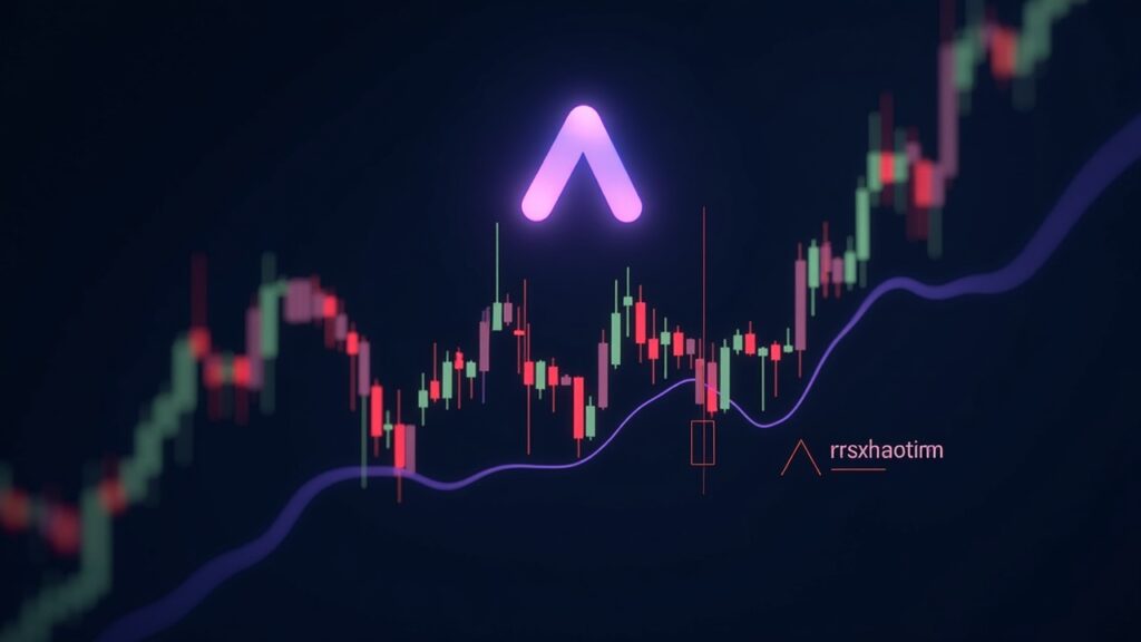 Logotipo de Axie Infinity sobre un gráfico de precios que muestra una mecha superior pronunciada, divergencia del RSI y resistencia.