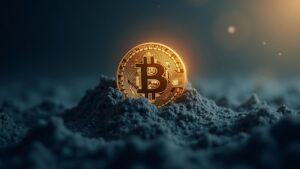 El logotipo de Bitcoin Cash se eleva sobre gráficos criptográficos en tendencia bajista, señalando una ganancia atípica en medio de la volatilidad del mercado y tensiones regulatorias.