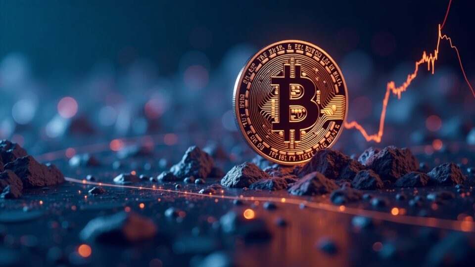 Moneda BNB hiperrealista elevándose sobre una elegante ciudad digital, un marcador 900 luminoso y gráficos de mercados de predicción al alza.