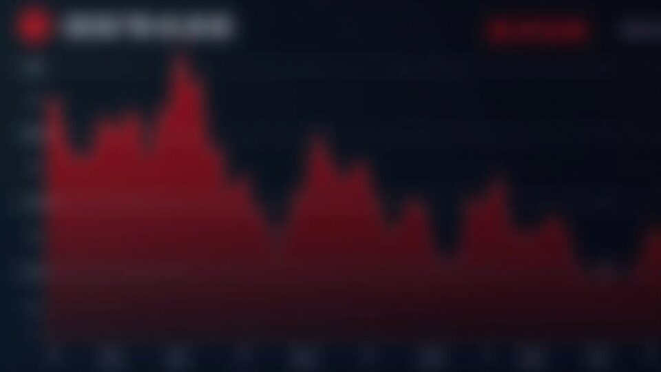 Panel fotorrealista que muestra la caída de UNI en un gráfico de precios rojo, con el índice CoinDesk 20 deslizándose en segundo plano, en un entorno de sala de redacción.