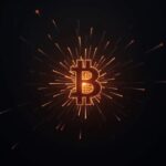 Logotipo fotorrealista de Bitcoin con una superposición de un procesador cuántico brillante, señalando desafíos de seguridad poscuántica.