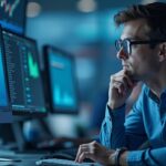 Un inversor institucional en un escritorio moderno observa el crecimiento on‑chain del TVL de RWA en Avalanche con raíles USDC y BlackRock BUIDL.