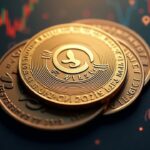 Moneda Monero fotorrealista con firmas de anillo, escudos y una línea de precio ascendente en medio del endurecimiento regulatorio.