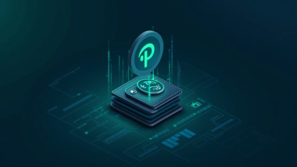 Escena criptográfica fotorrealista: billetera de Pi desbloqueando tokens en un panel de control futurista con un ícono de Pi brillante y liquidez.