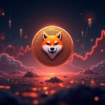 Encabezado fotorrealista: Shiba Inu coin, rising burn-rate charts, shrinking supply, data streams, and withdrawal silhouettes.