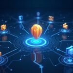 Encabezado fotorrealista con una figura cripto central conectada a iconos de los principales publicadores etiquetados Starterpacks, simbolizando una incorporación curada.
