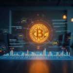 Sala de juntas fotorrealista con un símbolo de Bitcoin en un panel holográfico, señalando una gran compra de BTC financiada con capital.