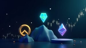 Tres iconos cripto: Decred subiendo cerca del pivote, Polygon en nuevo mínimo con señal del CMF, Optimism sobrevendido sobre un fondo de mercado digital.