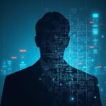 Silueta de un abogado de cumplimiento solitario disolviéndose en gráficos de criptomonedas y una cuadrícula de blockchain, señalando el giro de la CFTC hacia las criptomonedas y los mercados de predicción.