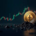Imagen de encabezado realista: moneda Monero sobre un gráfico de precios digital que muestra un cruce de la muerte inminente, estilo de sala de redacción.