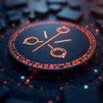 Logotipo fotorrealista de XRP sobre el libro mayor XRPL con la marca RLUSD y Binance, señalando adopción institucional y liquidez en cadena.