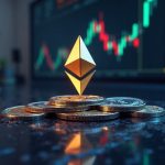 Photoreal crypto newsroom header with Ethereum symbol, hub, fading order books; Binance leads 40% of ETH derivatives.