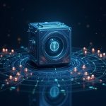 Photorealistic vault scene with Base network grid and glowing tokens flowing from Centrifuge to Ethena and Kraken Custody.