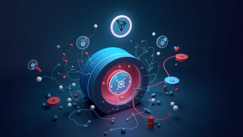 Photorealistic header showing TRON network, Hamilton Lane badge, tokenized credit flowing into a vault with Wormhole icon.