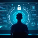 Photorealistic header of a person at a console with a privacy shield and verifiable AI icons, NEAR branding.