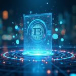 Photorealistic finance hub with a glass vault at center, orbiting tokenized assets and a DeFi grid.