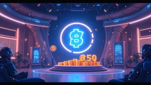 Futuristic Solana liquidity hub as 250M USDC tokens flow into a decentralized finance scene with newsroom backdrop