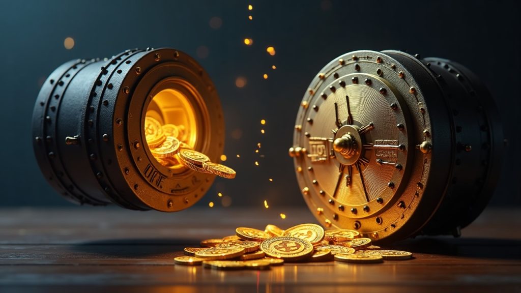 Photorealistic header: vault glow minting 250M USDC into a Solana wallet, signaling liquidity.