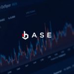 Photorealistic crypto dashboard on Base showing Aerodrome dominating a DEX volume bar chart; faded logos, blue-orange glow.