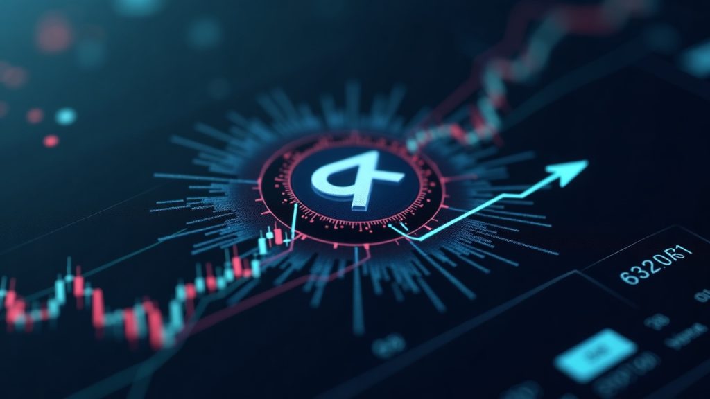 Photorealistic crypto market dashboard centered on ALLO token, AI circuit backdrop, bold 25% rise arrow, newsroom style.