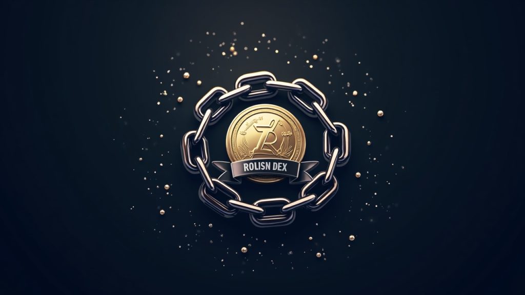 Photorealistic Arcus DEX on Robinhood Chain with a bold waitlist banner and chain-linked token.