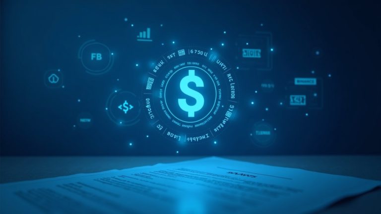 Photorealistic newsroom with SKHYB/USDT ticker, Binance branding, blockchain glyphs, and a regulatory document.