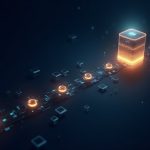 Glowing USDT tokens stream along a blockchain spine from an exchange to a transparent treasury node.