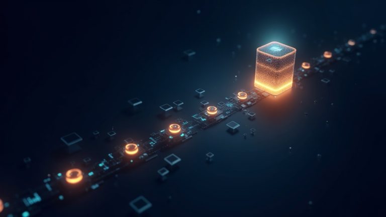 Glowing USDT tokens stream along a blockchain spine from an exchange to a transparent treasury node.
