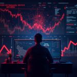 Glitchy oracle feed, red liquidation arrows, and a trader silhouette over a futuristic Hyperliquid trading interface
