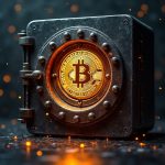 Photorealistic crypto vault breached; flickering oracle signals, Arbitrum glow, and on-chain data streams.