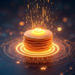 Photorealistic PancakeSwap logo glow amid rising crypto charts and a 1B ticker on a futuristic blockchain backdrop.