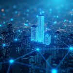 Photorealistic AI servers in a lattice, with Seoul skyline and ICML branding, illustrating decentralized AI compute.