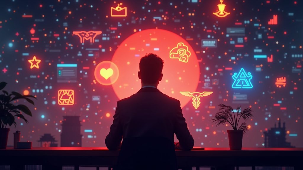 Photorealistic Solana NFT trader among glowing logos and silhouettes; fast, low-fee markets and degen retail surge.