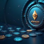 Vault door with Ethereum symbol and IVV/MU tokens flowing into a regulated on-chain ledger.
