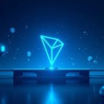 Realistic TRON network hub with flowing TRC20 USDT on a neon-blue bridge, symbolizing liquidity and decentralized settlement.