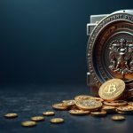 Photorealistic US government seal beside a vault with Bitcoin and Ethereum flowing into Coinbase Prime.