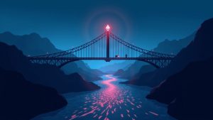 Photorealistic header of the Verus-Ethereum bridge with data streams to a shadow wallet and a hacker silhouette.