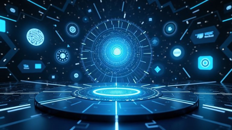 Photorealistic autonomous payment agent coordinating cross-border payments with Visa, Mastercard, Circle, Solana logos.