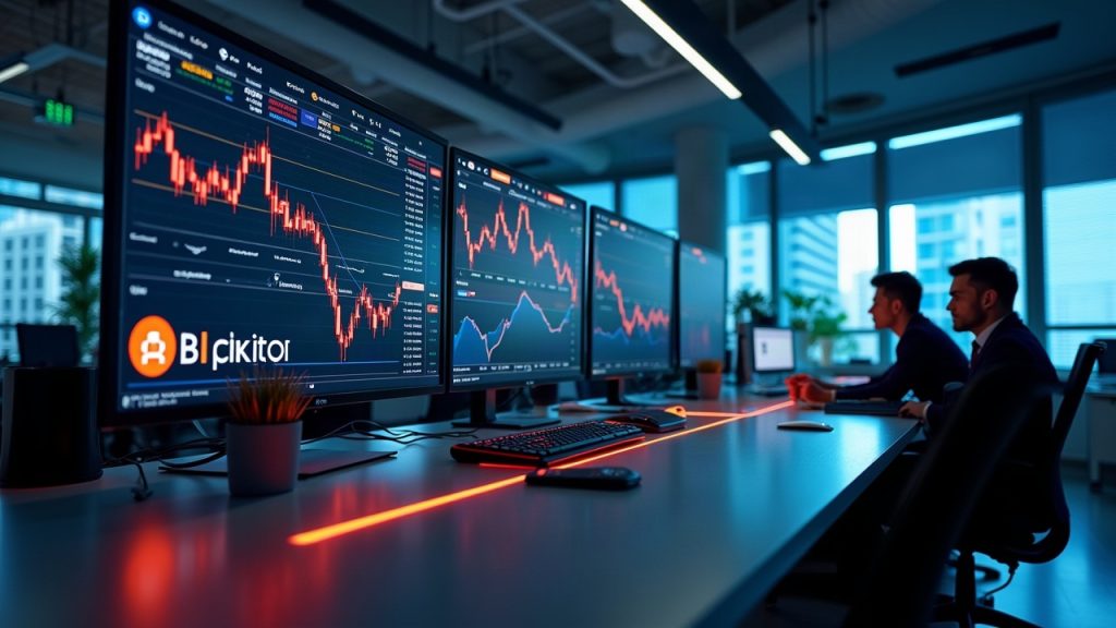 Professional trading desk featuring BitGo and NYDIG branding, derivatives charts, and a custody motif.