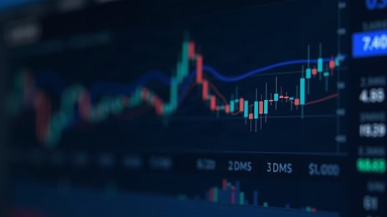 Photorealistic center shot of a trading dashboard displaying a US500 index chart with Coinbase branding and regulatory imagery.