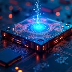 Hyperreal GPU rack connected to a glowing decentralized network with AI circuits, illustrating DeepSeek V4 Flash on AkashML.