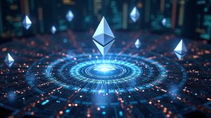 Futuristic Ethereum hub featuring FOCIL shard for Hegota upgrade, with floating EIP icons and privacy aura.