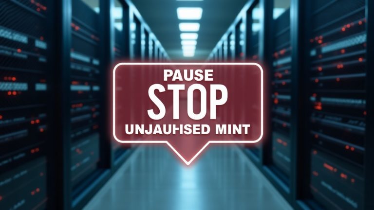 Photorealistic Harmony header showing paused bridge, red stop sign, Harmony logo, and server racks with network nodes.