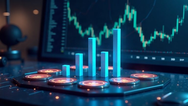 Photorealistic trading desk with Aerodrome tokenized stocks and glowing liquidity bars on a Base grid backdrop.