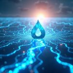 Central Aqua logo with liquidity rivers crossing blockchains and speed lines toward a bright horizon