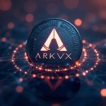 Photorealistic ARKVX token orbiting a glowing Ethereum network with Securitize branding.