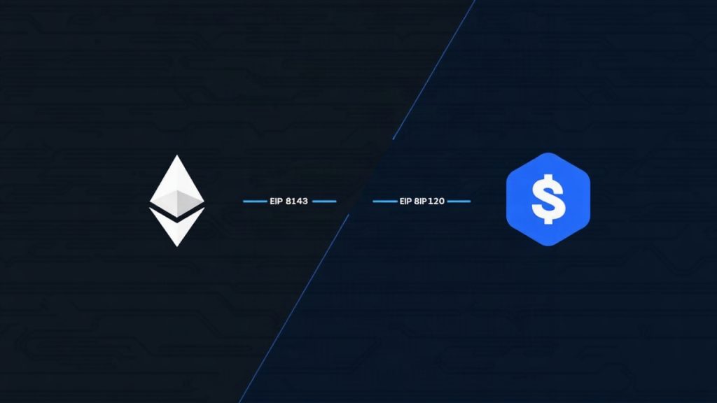 Split-screen Ethereum and Base logos showing distinct account abstraction flows (EIP-8141 vs EIP-8130).