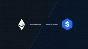 Split-screen Ethereum and Base logos showing distinct account abstraction flows (EIP-8141 vs EIP-8130).